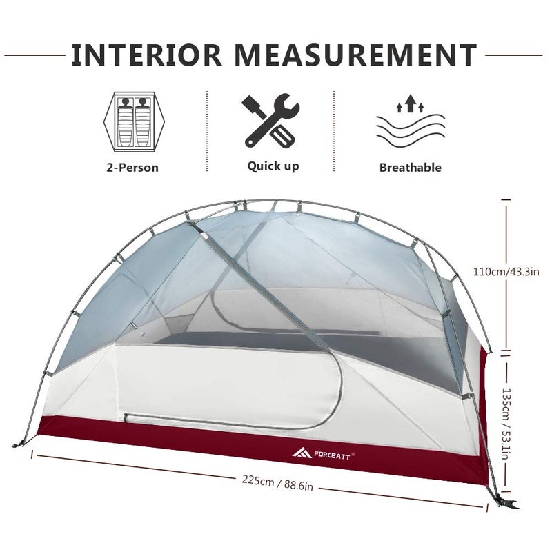 Forceatt Tent for 2 Person is Waterproof and Windproof, Camping Tent for 3 to 4 Seasons,Lightweight Aluminum Pole Backpacking Tent Can be Set Up Quickly,Great for Hikingâ€¦ - Image 3